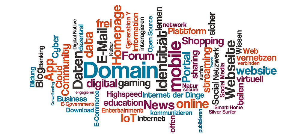 text collage of typical internet terms 