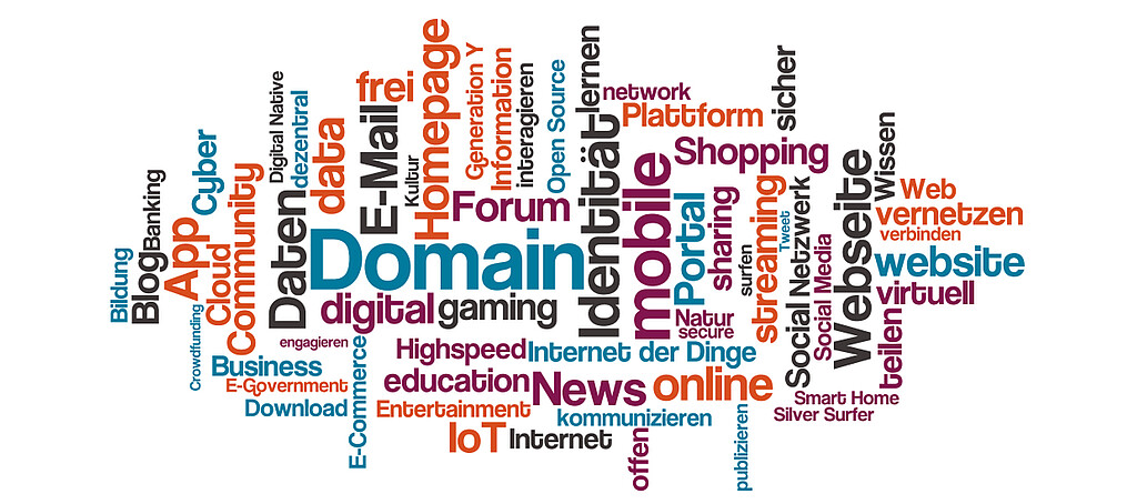 text collage of typical internet terms